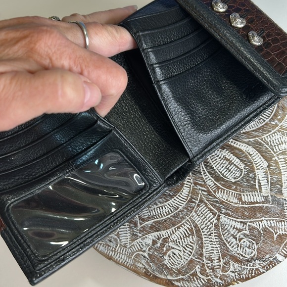 BRIGHTON SOFT LEATHER BLACK/BROWN WOVEN DESIGN WALLET - Picture 9 of 16
